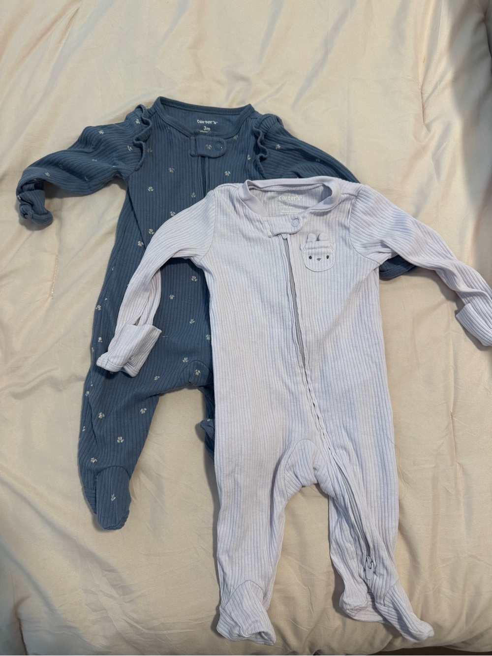 Carter's Ribbed Footie One-Piece Set - Blue & Light Blue